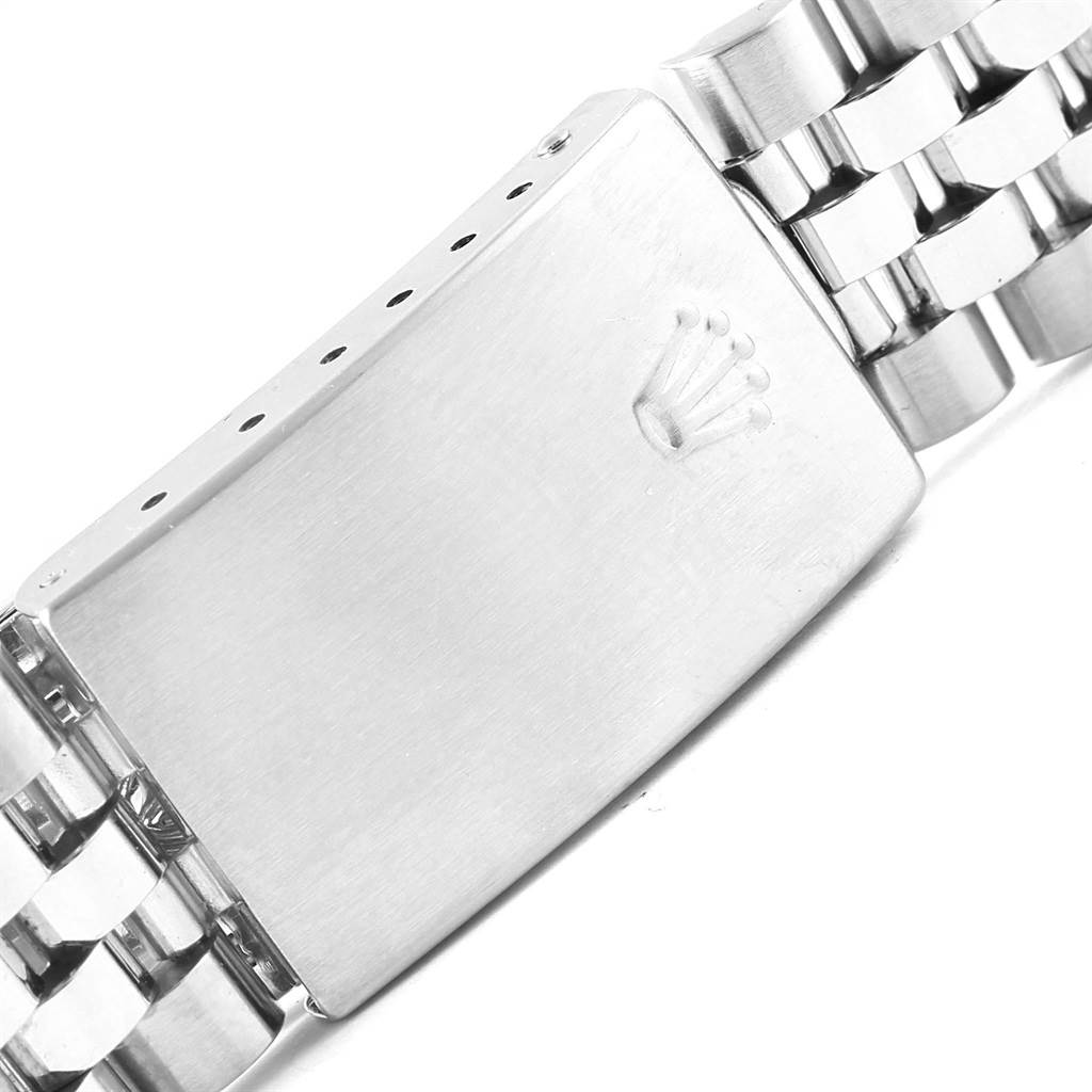 The image shows a close-up of the bracelet and clasp of a Rolex Datejust 16234 Stainless Steel Silver Dial 16234 Stainless Steel Silver Dial watch.