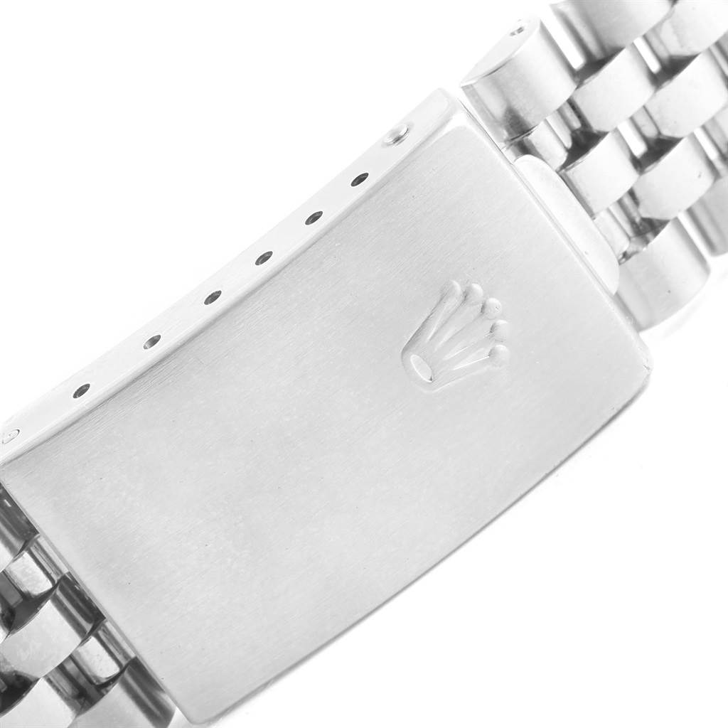 The image shows a close-up of the clasp and bracelet of a Rolex Datejust 16234 Men's Stainless Steel White Dial 16234 Men's Stainless Steel White Dial watch.