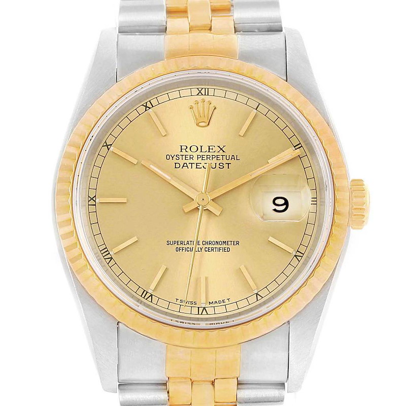 Rolex Datejust Steel 18K Yellow Gold Automatic Unisex Watch 16233 SwissWatchExpo