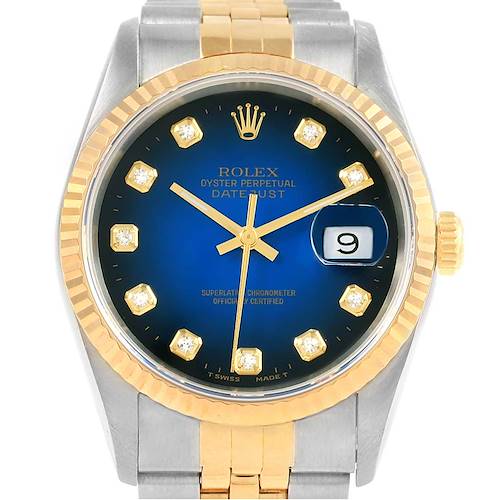 Photo of Rolex Datejust Steel Yellow Gold Diamond Vignette Dial Mens Watch 16233