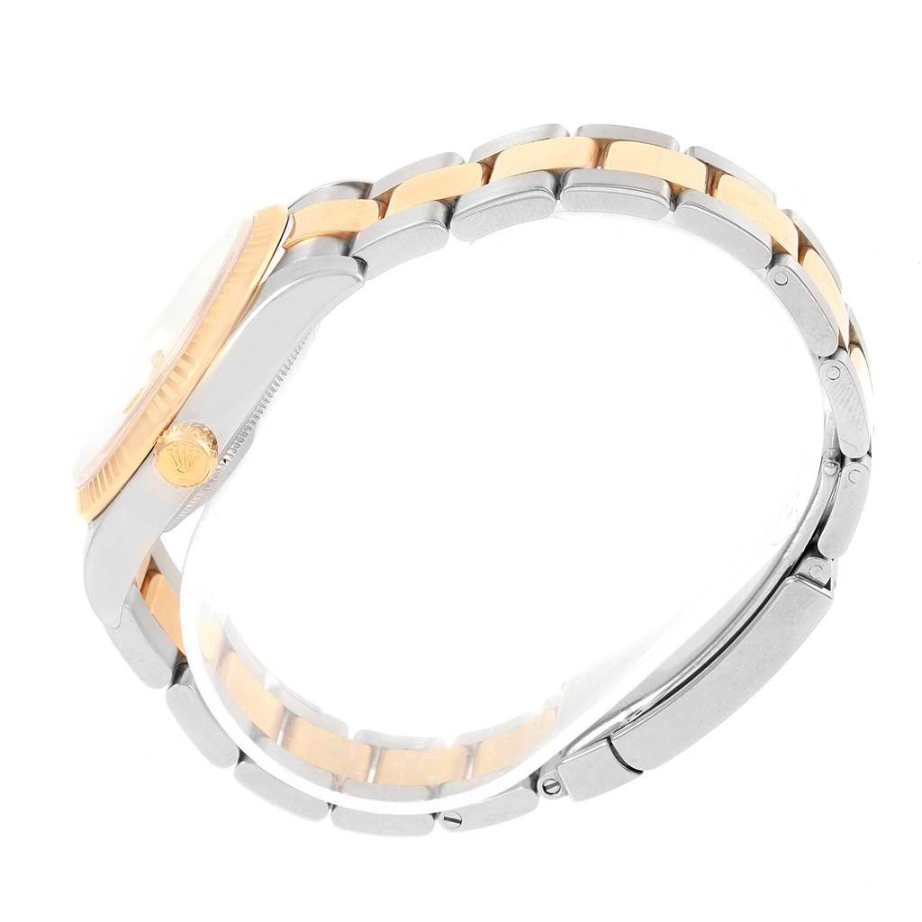 This image shows a side view of a Rolex Datejust 116233 Men's Stainless Steel Silver Dial 116233 Men's Stainless Steel Silver Dial model, highlighting the bracelet, case, and crown.