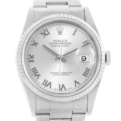Photo of Rolex Datejust Steel White Gold Roman Dial Mens Watch 16234