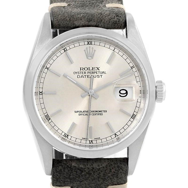 Rolex Datejust Silver Baton Dial Automatic Mens Watch 16200 SwissWatchExpo