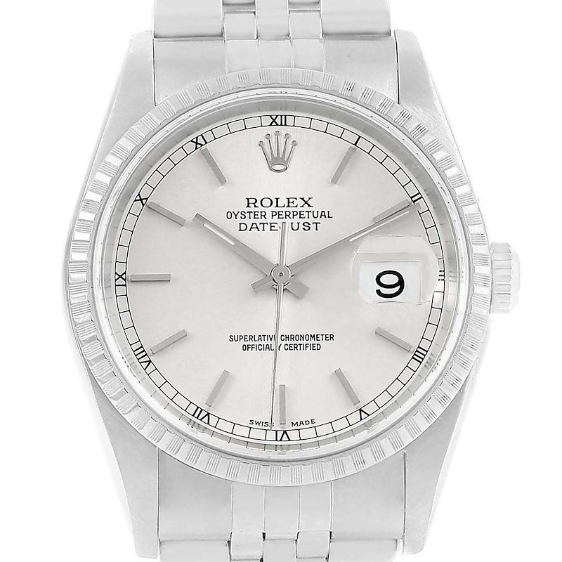 Rolex DateJust Silver Dial Jubilee Bracelet Steel Mens Watch 16220 SwissWatchExpo