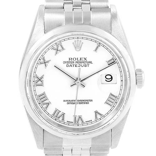 Photo of Rolex Datejust 36 White Roman Dial Jubilee Bracelet Mens Watch 16200