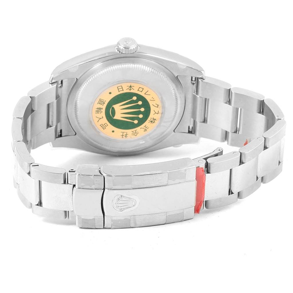 This image shows the back case and bracelet clasp of a Rolex Datejust 116200 Men's Stainless Steel Silver Dial 116200 Men's Stainless Steel Silver Dial watch at a rear angle.