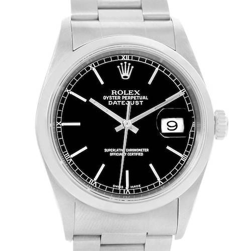 Photo of Rolex Datejust Black Baton Dial Automatic Mens Watch 16200 Unworn
