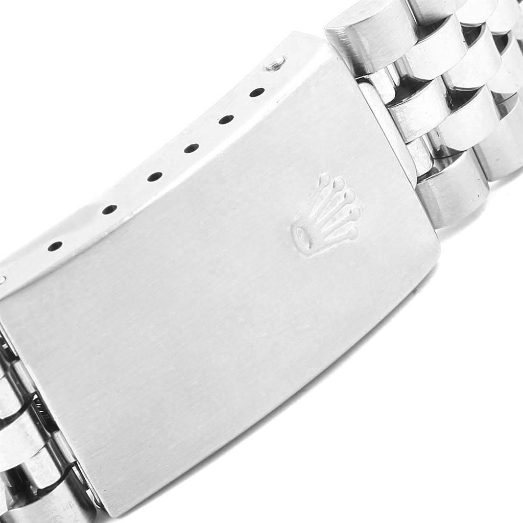 This image shows the clasp and part of the bracelet of a Rolex Datejust 16220 Men's Stainless Steel Silver Dial 16220 Men's Stainless Steel Silver Dial watch.