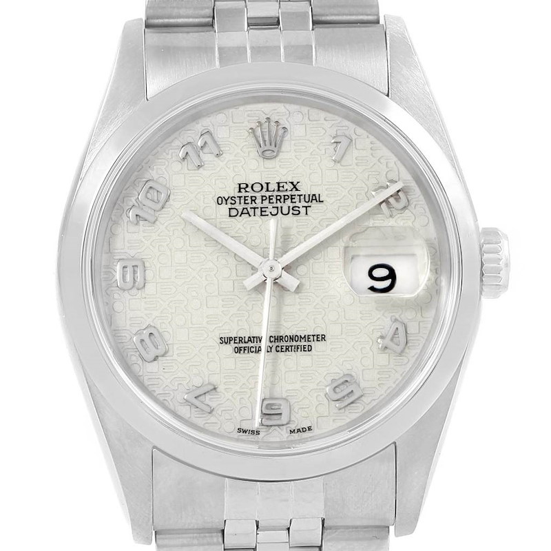 Rolex Datejust Silver Jubilee Arabic Dial Mens Watch 16200 Box Papers SwissWatchExpo