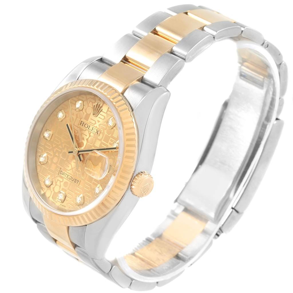 The image shows a Rolex Datejust 116233 Men's Stainless Steel Champagne Dial 116233 Men's Stainless Steel Champagne Dial watch at a slight angle highlighting the dial, bracelet, and crown.