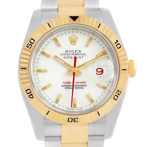 Photo of Rolex Datejust Turnograph Steel Yellow Gold White Dial Watch 116263