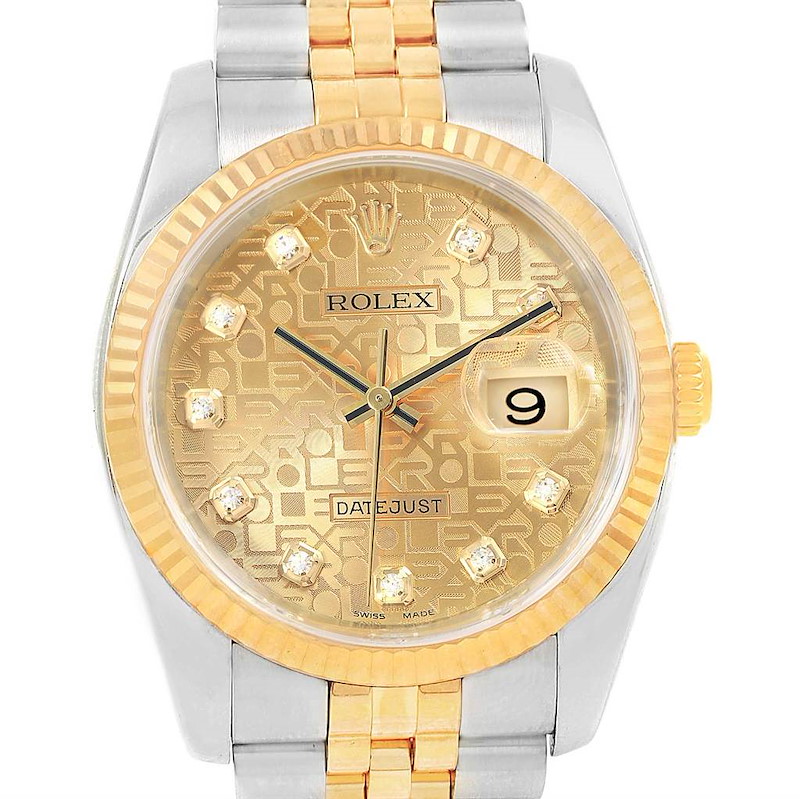 Rolex Datejust Steel Yellow Gold Jubilee Diamond Dial Mens Watch 116233 SwissWatchExpo
