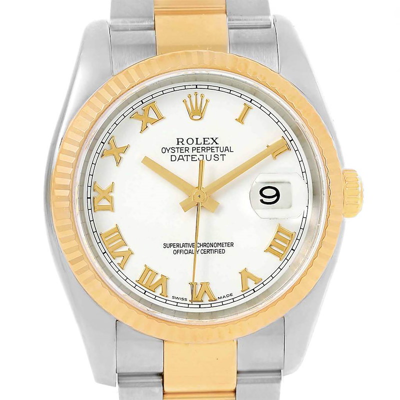 Rolex Datejust Steel Yellow Gold Roman Dial Mens Watch 116233 SwissWatchExpo