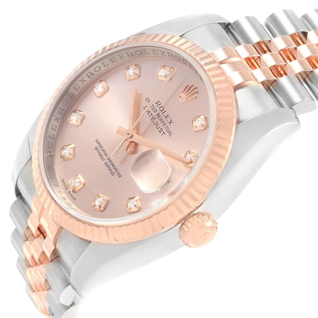 Rolex Datejust Pink Dial Steel Everose Gold Diamond Watch Swisswatchexpo