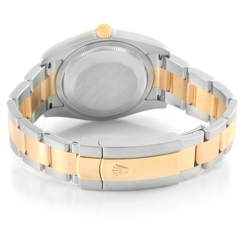 The image shows the back case and bracelet of a Rolex Datejust 116203 Men's Steel and Gold (two tone) Black Dial 116203 Men's Steel and Gold (two tone) Black Dial watch at a rear angle.