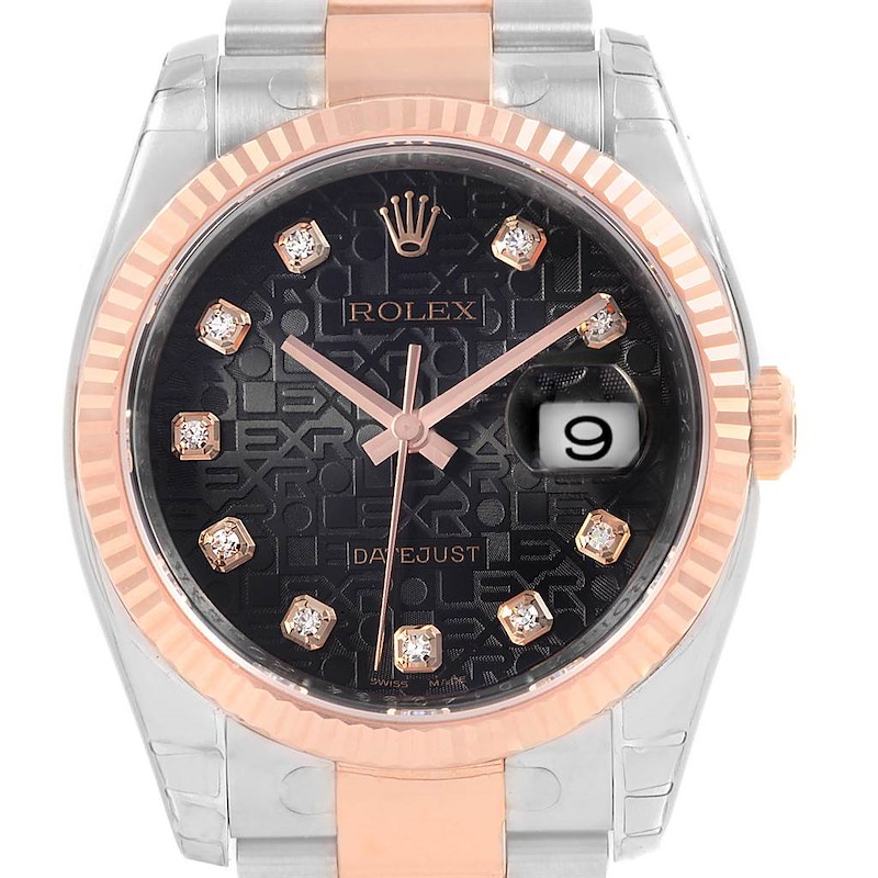 Rolex Datejust 36 Steel EveRose Gold Diamond Unisex Watch 116231 Unworn SwissWatchExpo
