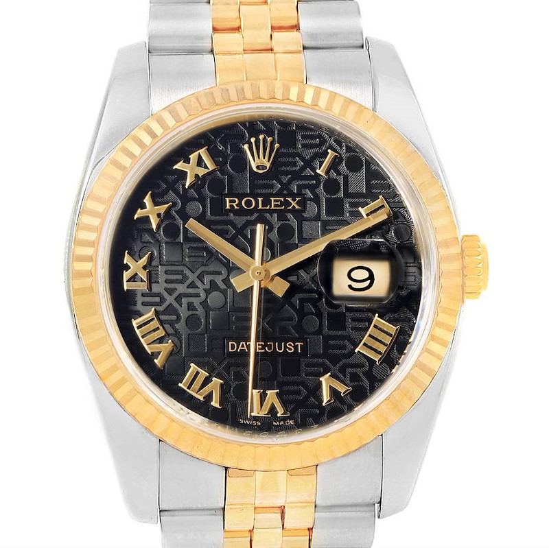Rolex Datejust Steel 18K Yellow Gold Jubilee Roman Dial Watch 116233 SwissWatchExpo