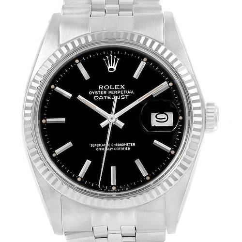 Photo of Rolex Datejust Black Dial Jubilee Bracelet Vintage Mens Watch 1601