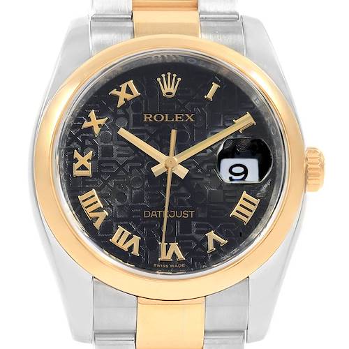 Photo of Rolex Datejust Steel Yellow Gold Black Jubilee Dial Mens Watch 116203