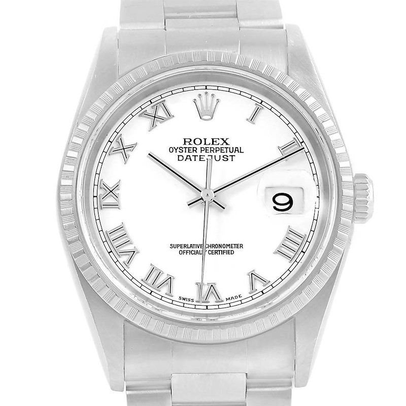 Rolex Datejust 36 White Dial Oyster Bracelet Steel Mens Watch 16220 SwissWatchExpo