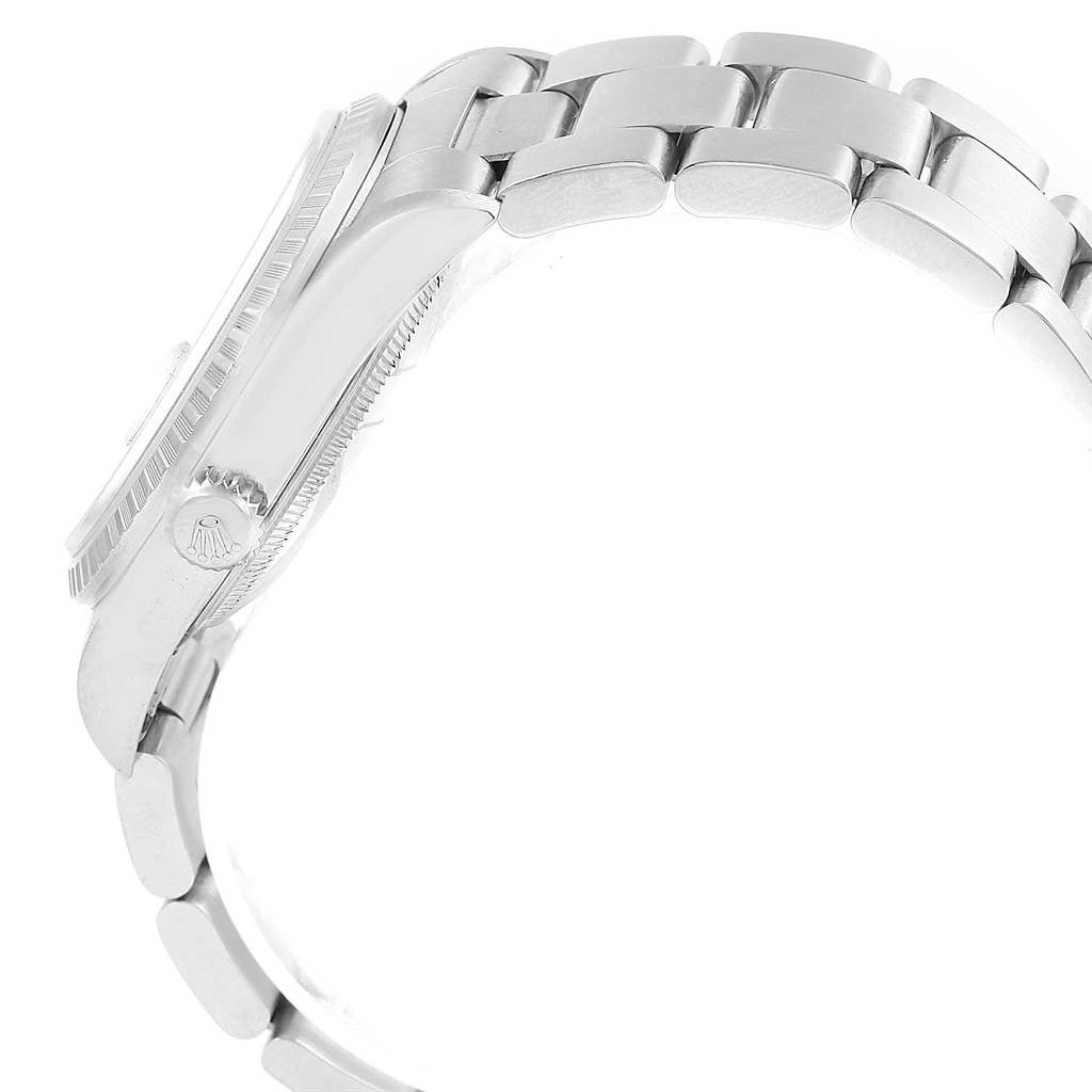 The image shows a side view of the bracelet and case of a Rolex Datejust 16220 Men's Stainless Steel White Dial 16220 Men's Stainless Steel White Dial watch.