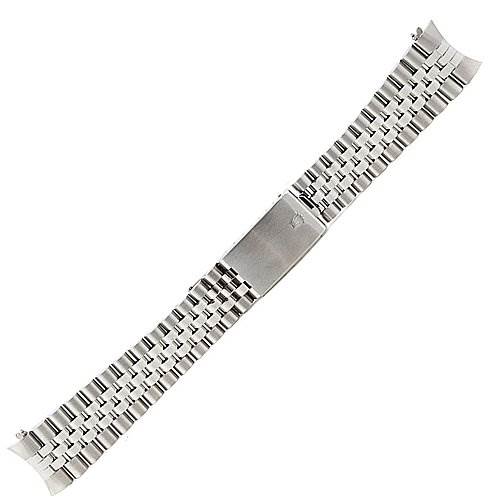 This image shows a Rolex Datejust 16220 Men's Stainless Steel Silver Dial 16220 Men's Stainless Steel Silver Dial model watch bracelet laid out flat, highlighting its clasp and links.