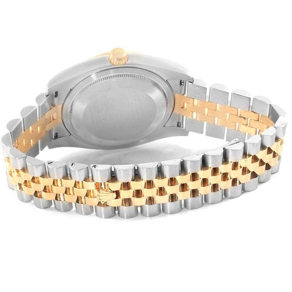 The image shows the back case and bracelet of the Rolex Datejust 116233 Men's Stainless Steel Champagne Dial 116233 Men's Stainless Steel Champagne Dial watch, featuring a two-tone metal design.