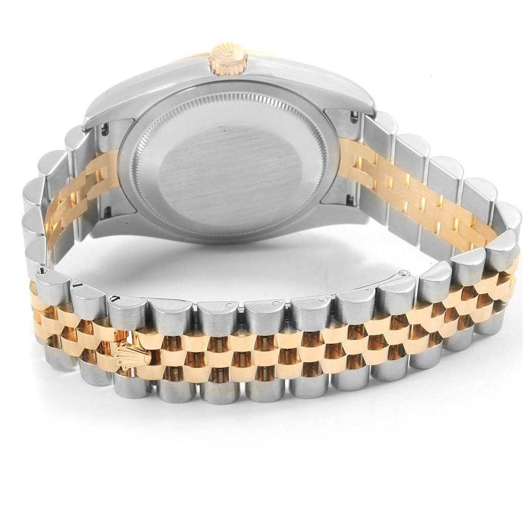 The image shows the back case and bracelet of a Rolex Datejust 116233 Men's Stainless Steel White Dial 116233 Men's Stainless Steel White Dial watch, highlighting its two-tone design.