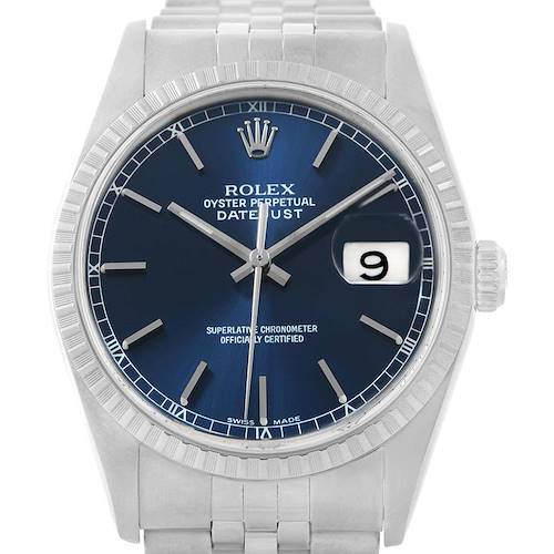 Photo of Rolex DateJust Blue Dial Jubilee Bracelet Steel Mens Watch 16220