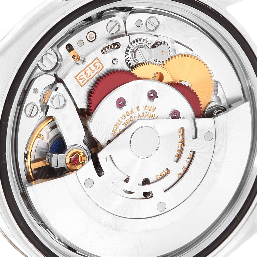 This image shows the inner mechanical components of the Rolex Datejust 116200 Men's Stainless Steel Silver Dial 116200 Men's Stainless Steel Silver Dial model, viewed from the back case.