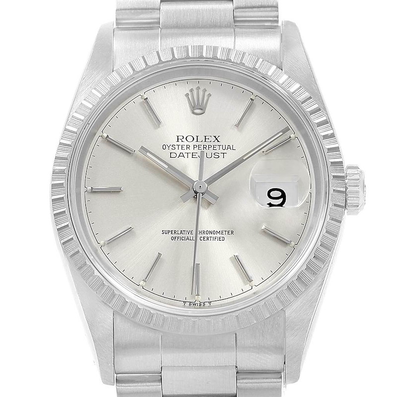 Rolex Datejust 36 Silver Dial Automatic Steel Mens Watch 16220 SwissWatchExpo
