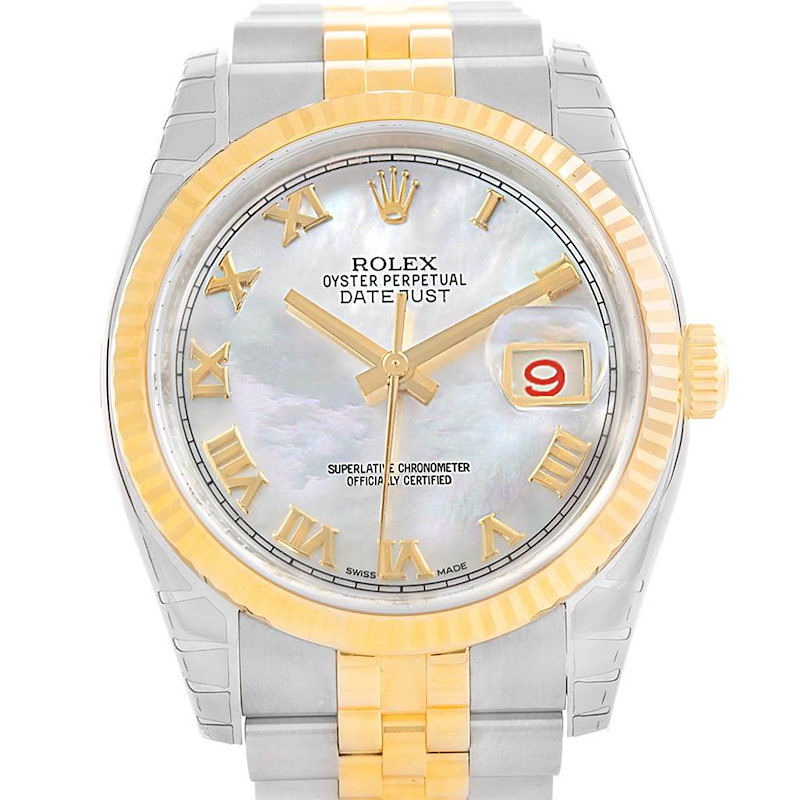 Rolex Datejust 36 Steel Yellow Gold MOP Dial Watch 116233 Unworn SwissWatchExpo