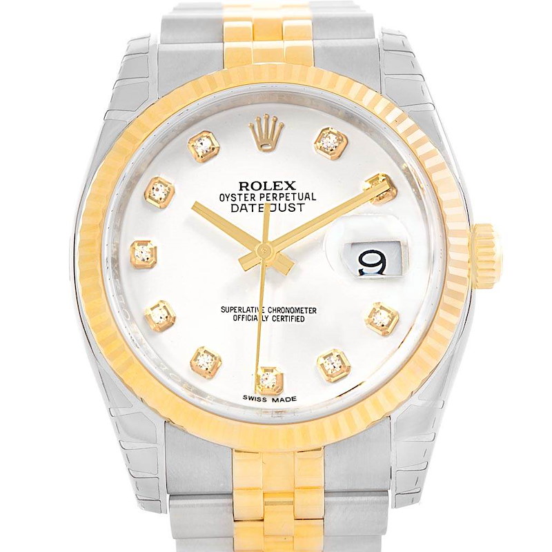 Rolex Datejust 36 Steel Yellow Gold Diamond Mens Watch 116233 Unworn SwissWatchExpo