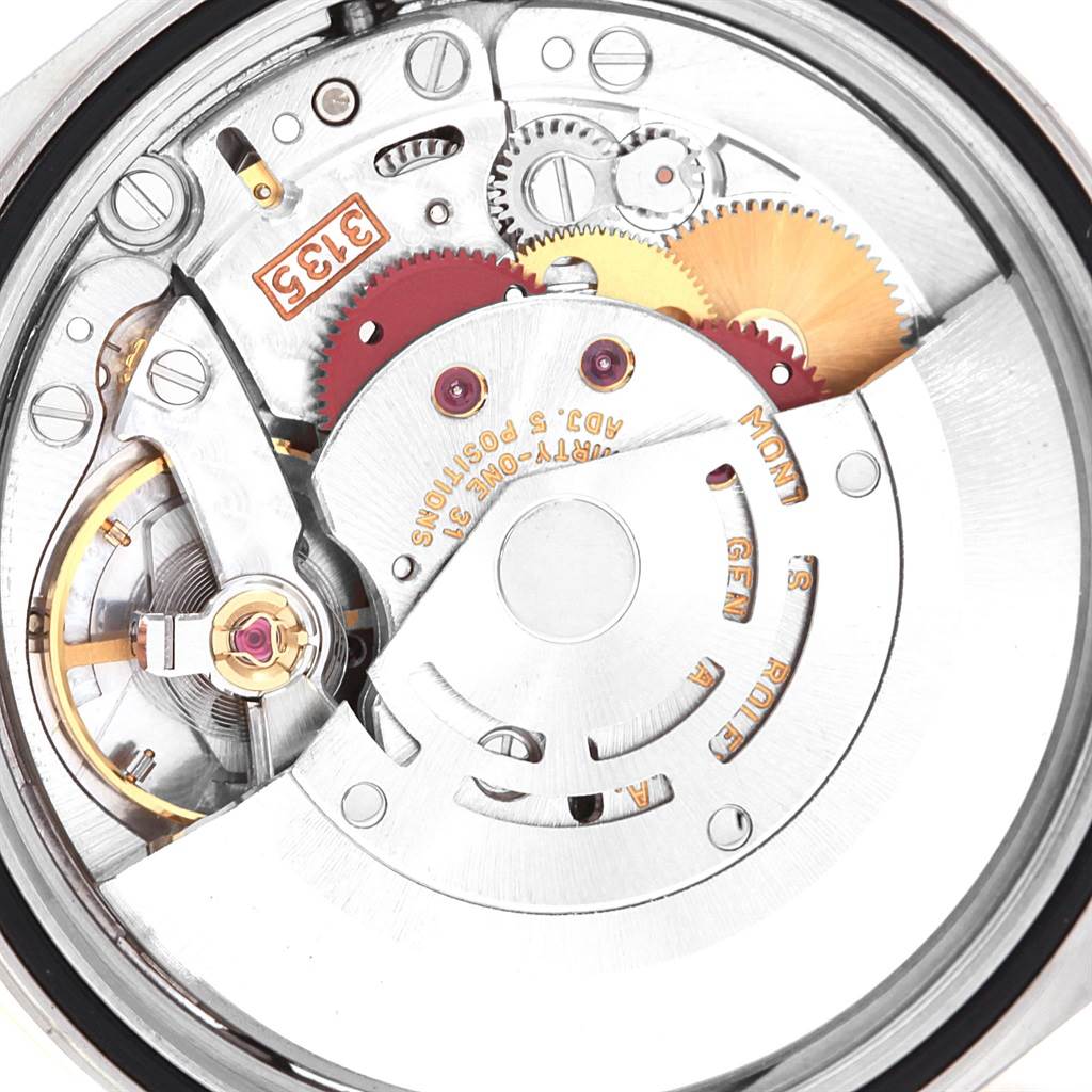 This image shows the inner mechanical movement of a Rolex Datejust 16233 Men's Steel and Gold (two tone) Champagne Dial 16233 Men's Steel and Gold (two tone) Champagne Dial watch, viewed from the back side.