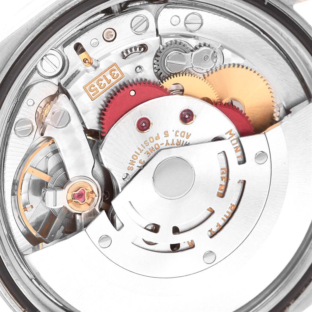 This image shows the internal mechanism of a Rolex Datejust 16200 Men's Stainless Steel Blue Dial 16200 Men's Stainless Steel Blue Dial watch viewed from the back.