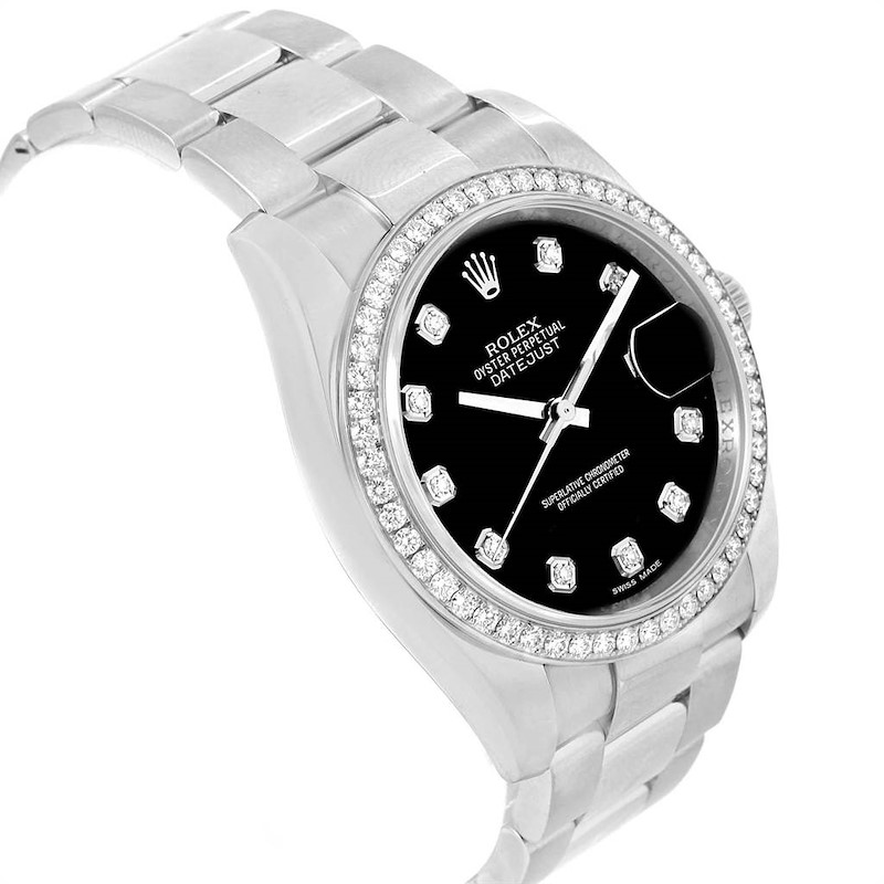 Rolex Datejust 36 Black Diamond Dial Bezel Unisex Watch 116244 SwissWatchExpo