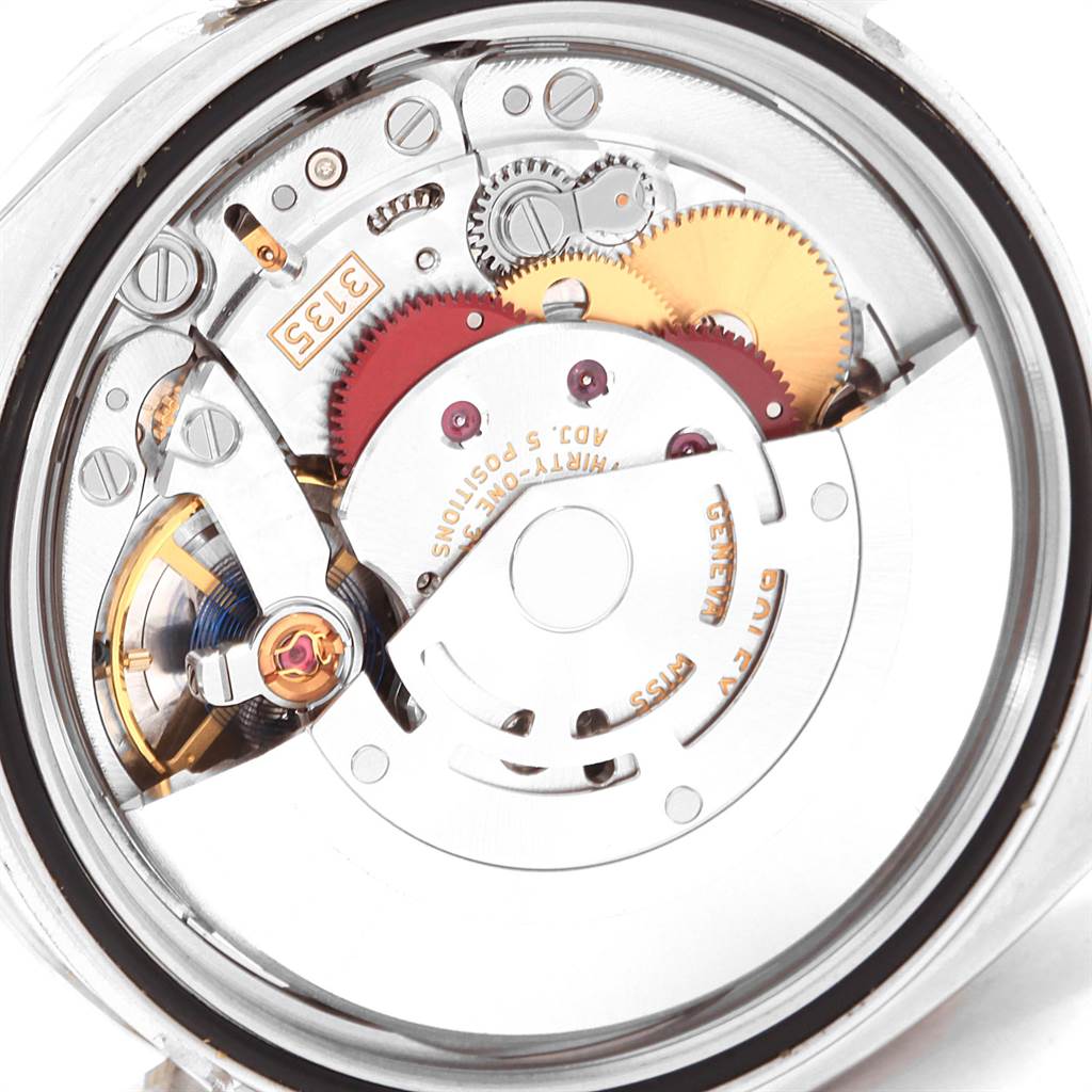 This image shows the internal mechanism and movement components of the Rolex Datejust 116244 Men's Stainless Steel Black Dial 116244 Men's Stainless Steel Black Dial watch from the back angle.