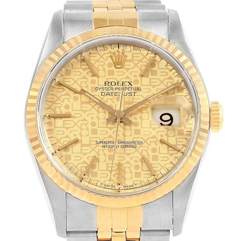 Rolex Datejust 36 Yellow Gold Steel Anniversary Dial Mens Watch 16233 SwissWatchExpo