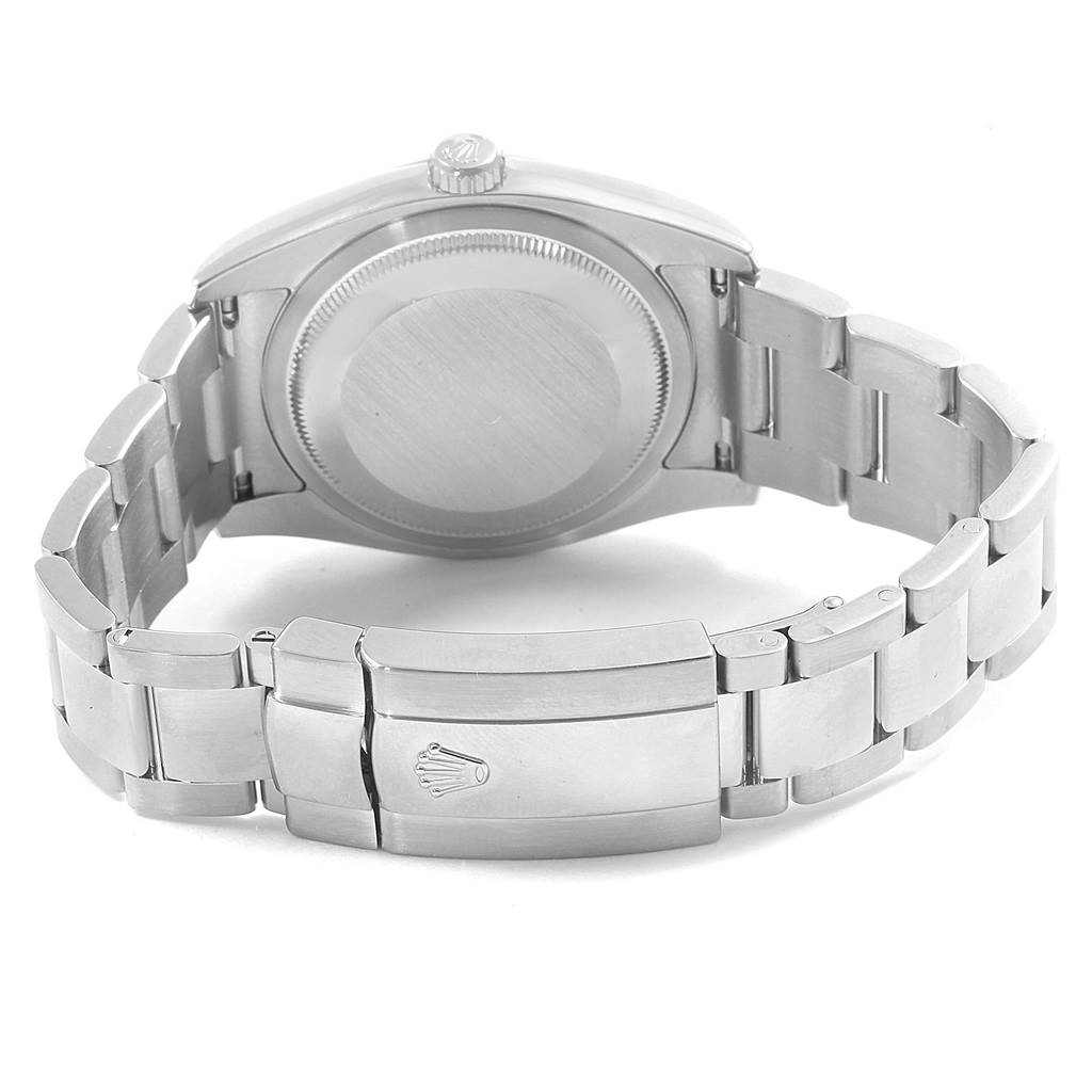 This image shows the back case and bracelet clasp of a Rolex Datejust 116200 Men's Stainless Steel Black Dial 116200 Men's Stainless Steel Black Dial watch, viewed from the rear.