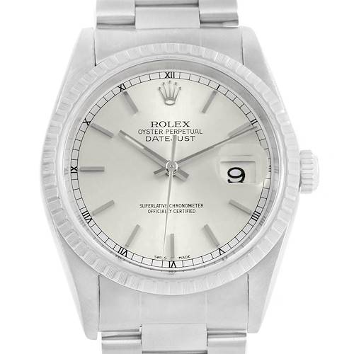Photo of Rolex DateJust Silver Baton Dial Automatic Steel Mens Watch 16220