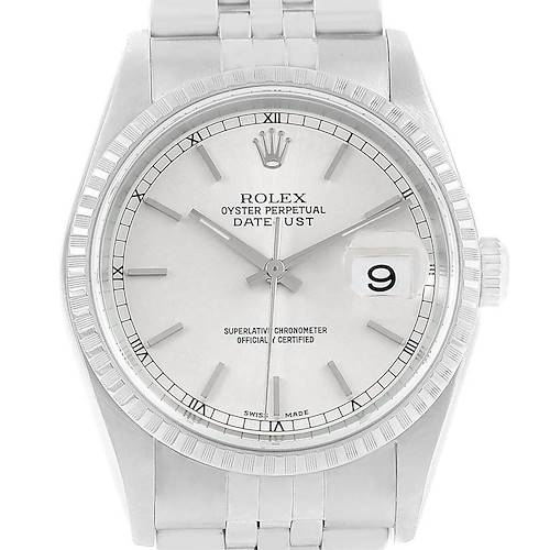 Photo of Rolex DateJust Silver Dial Steel Mens Watch 16220 Box Papers