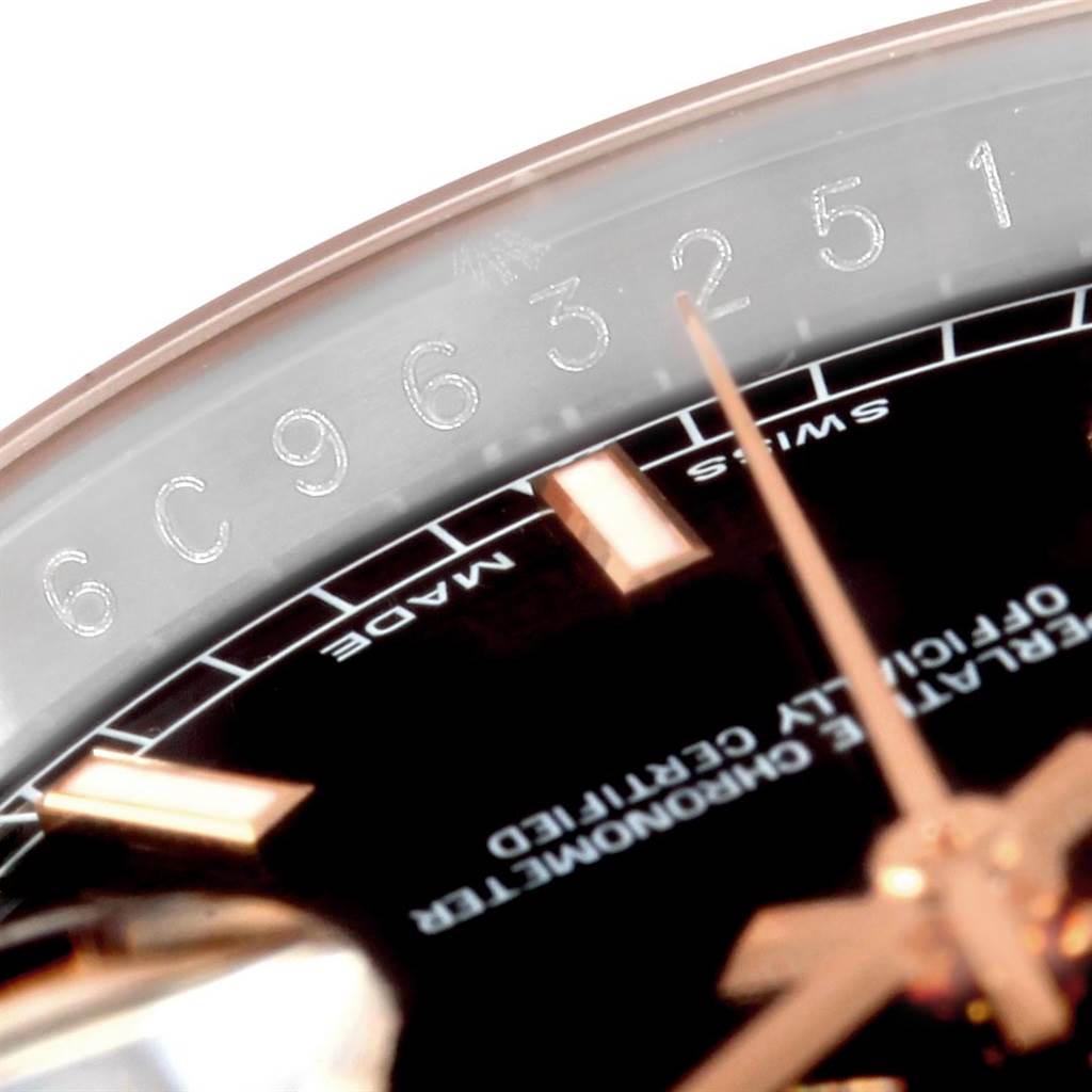 The image shows a close-up of the Rolex Datejust 116231 Men's Steel and Gold (two tone) Black Dial 116231 Men's Steel and Gold (two tone) Black Dial watch dial, focusing on the "SWISS MADE" text and parts of the hour markers.
