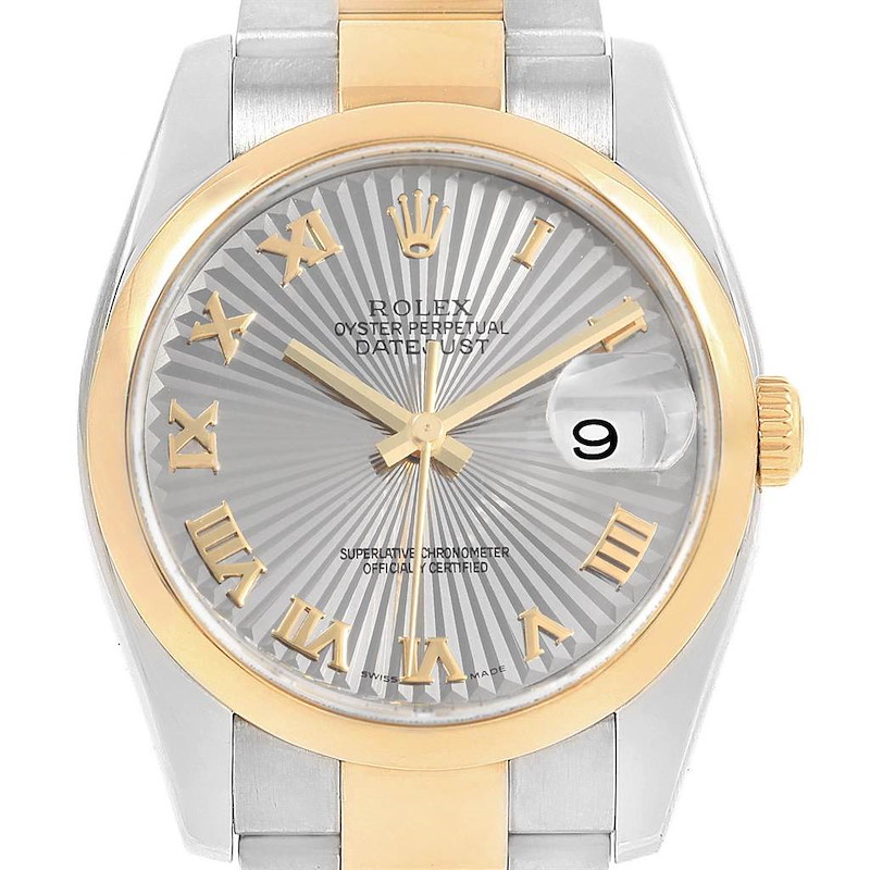Rolex Datejust 36 Steel Yellow Gold Sunbeam Dial Watch 116203 Box Papers SwissWatchExpo