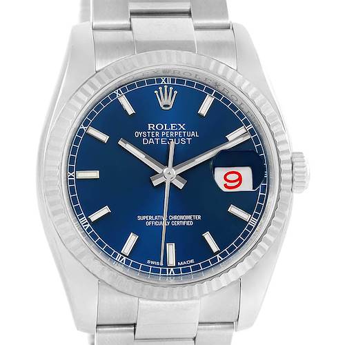Photo of Rolex Datejust Steel 18K White Gold Blue Dial Watch 116234