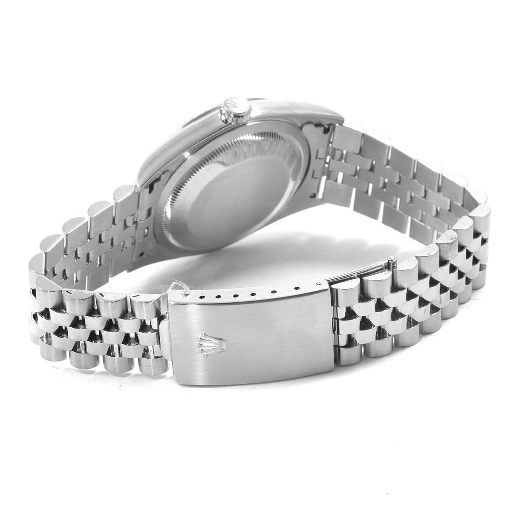 This image shows the back, clasp, and bracelet of a Rolex Datejust 16234 Men
s Stainless Steel Silver Dial 16234 Men
s Stainless Steel Silver Dial model watch.