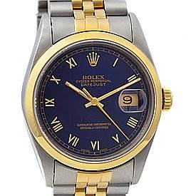 Photo of Rolex Datejust Mens Ss/18k Gold Blue Roman Watch 16203