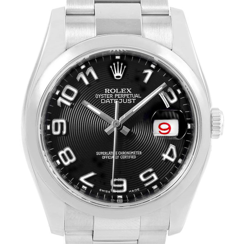 Rolex Datejust 36 Grey Concentric Dial Oyster Bracelet Mens Watch 116200 SwissWatchExpo