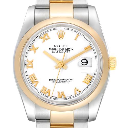 Photo of Rolex Datejust 36 Steel Yellow Gold White Dial Mens Watch 116203 Box Papers ONE LINK ADDED