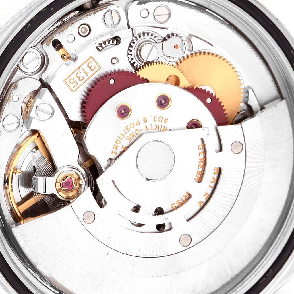 This image shows the internal mechanism of a Rolex Datejust 16220 Men
s Stainless Steel Black Dial 16220 Men
s Stainless Steel Black Dial watch viewed from the back.