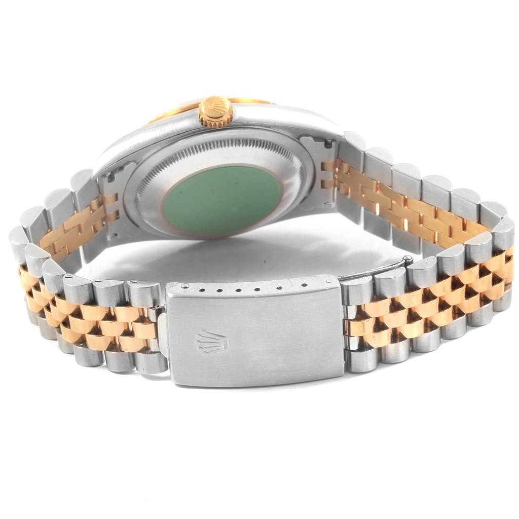 This image shows the back and clasp of the Rolex Datejust 16233 Men's Steel and Gold (two tone) Grey Dial 16233 Men's Steel and Gold (two tone) Grey Dial watch, featuring a two-tone bracelet.